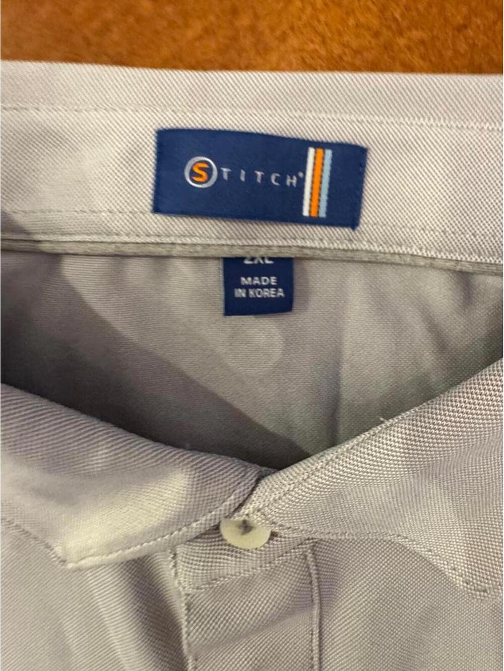 Stitch Golf Men's Striped Polo Shirt Surf Club logo Gray Blue White Size 2xl - Picture 5 of 7